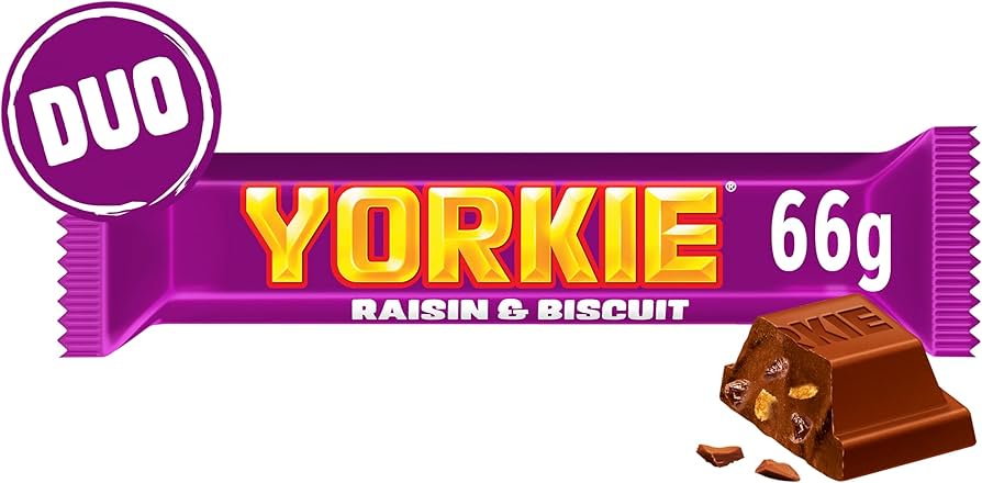 24 x Yorkie Raisin & Biscuit Chocolate Duo Bar 66G
