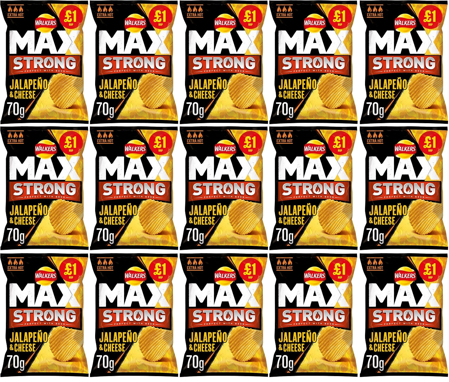 15 x Walkers Max Jalapeno & Cheese - 70GM