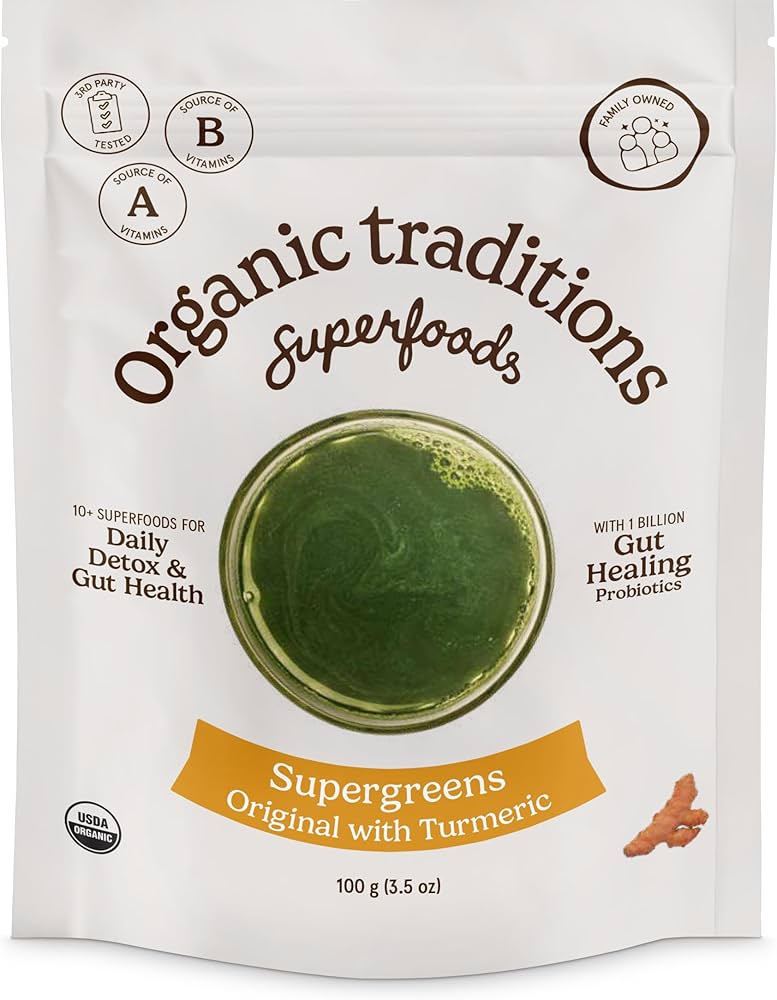 Organic Traditions Org Super Greens with Turmeric - 100g