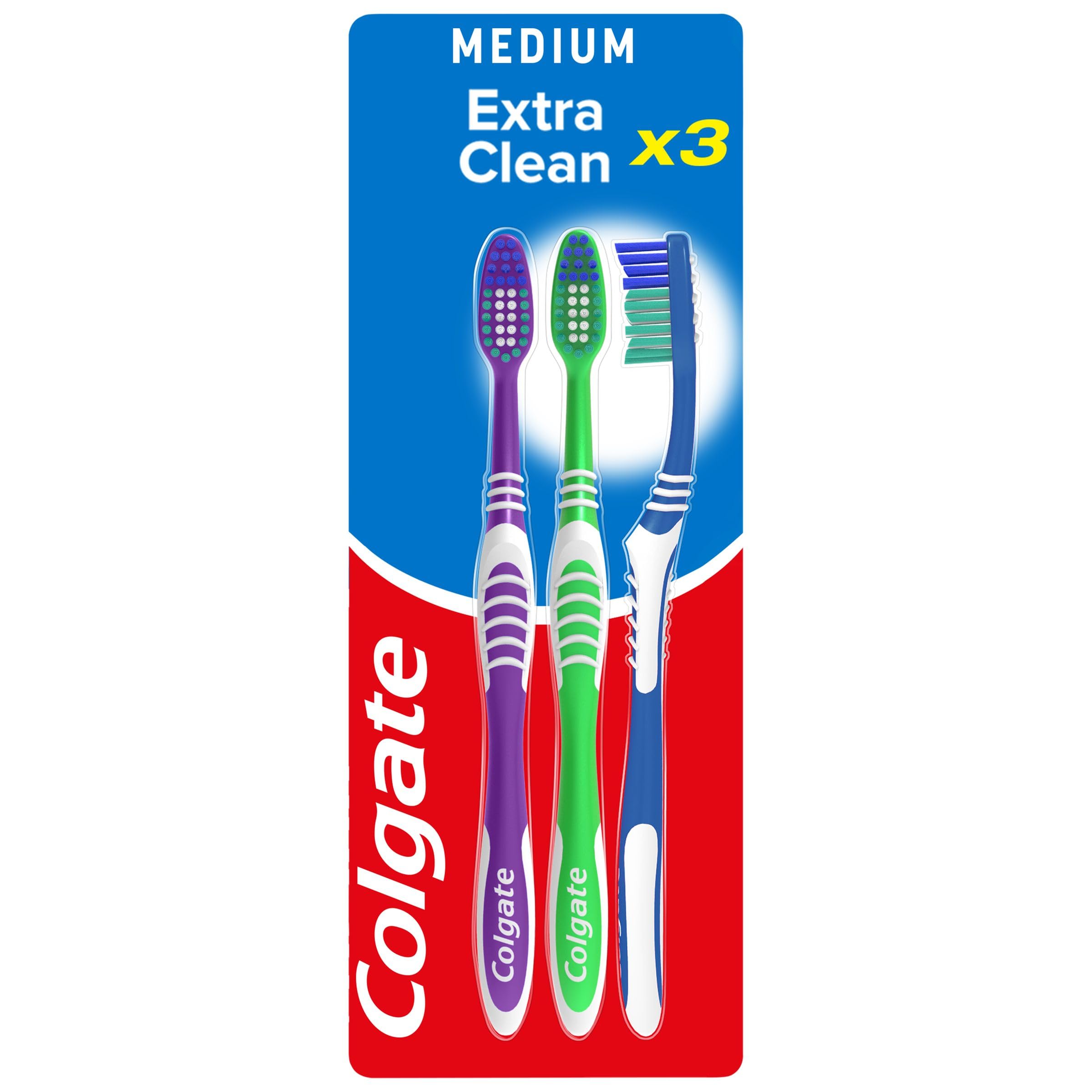 12 x Colgate Extra Clean Medium Manual Toothbrush X3