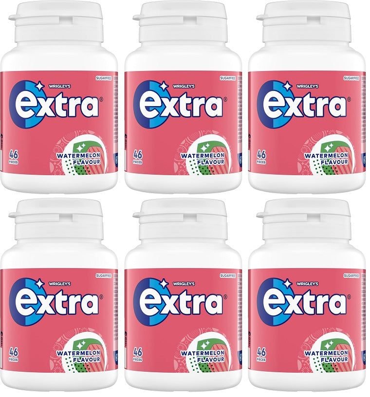 6 x Extra Watermelon Chewing Gum Bottle 46pce - 46 PCE