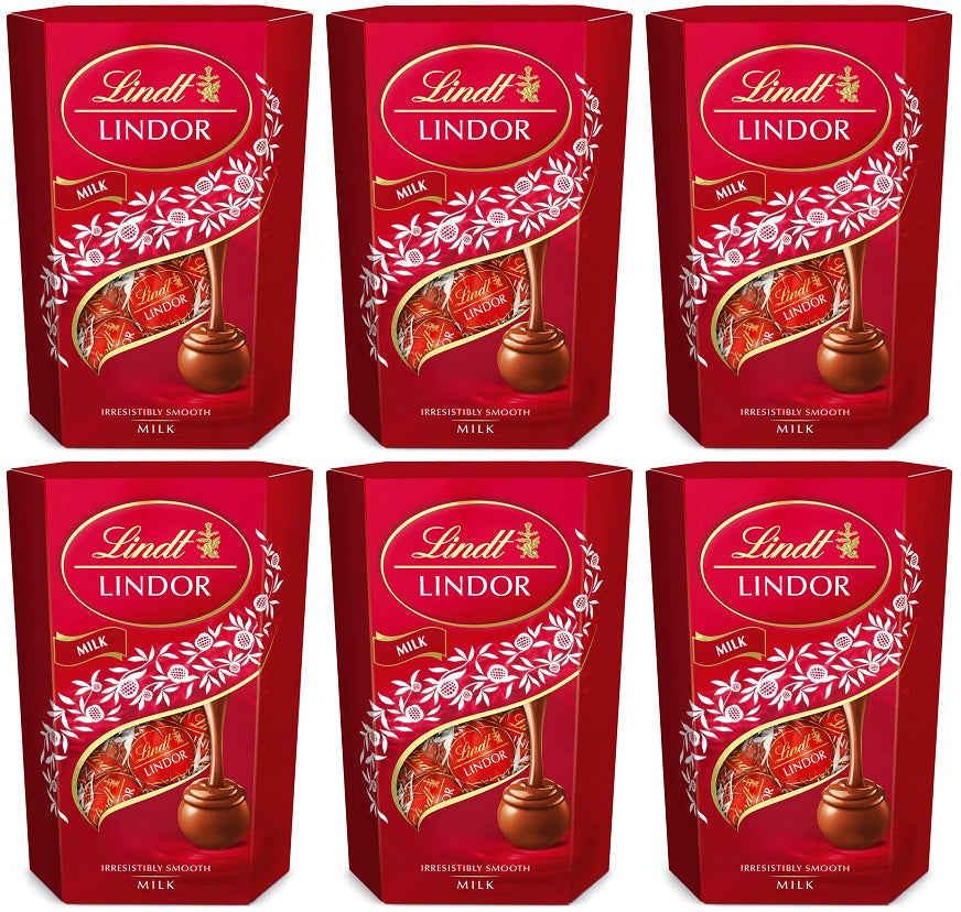 8 x Lindt Lindor Milk Chocolate Truffles Box Cornet - 137GM