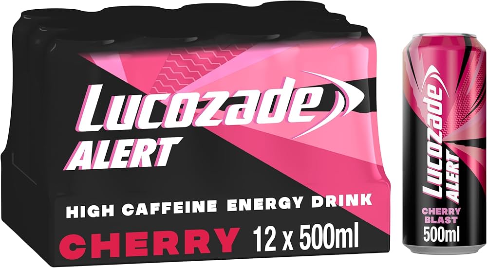 12 x Lucozade Alert Cherry Blast Energy Drink 500Ml