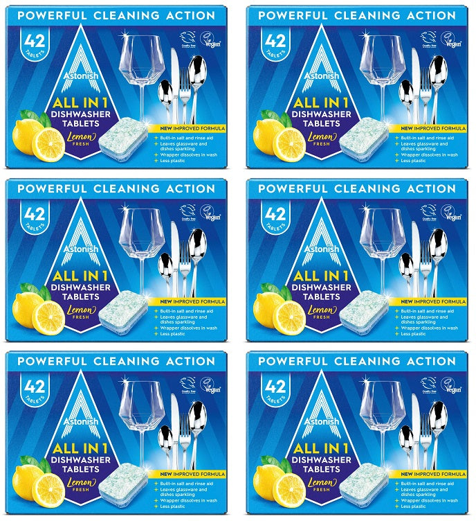 6 X Astonish All In 1 Dishwasher Tablets Lemon - 42 Pack