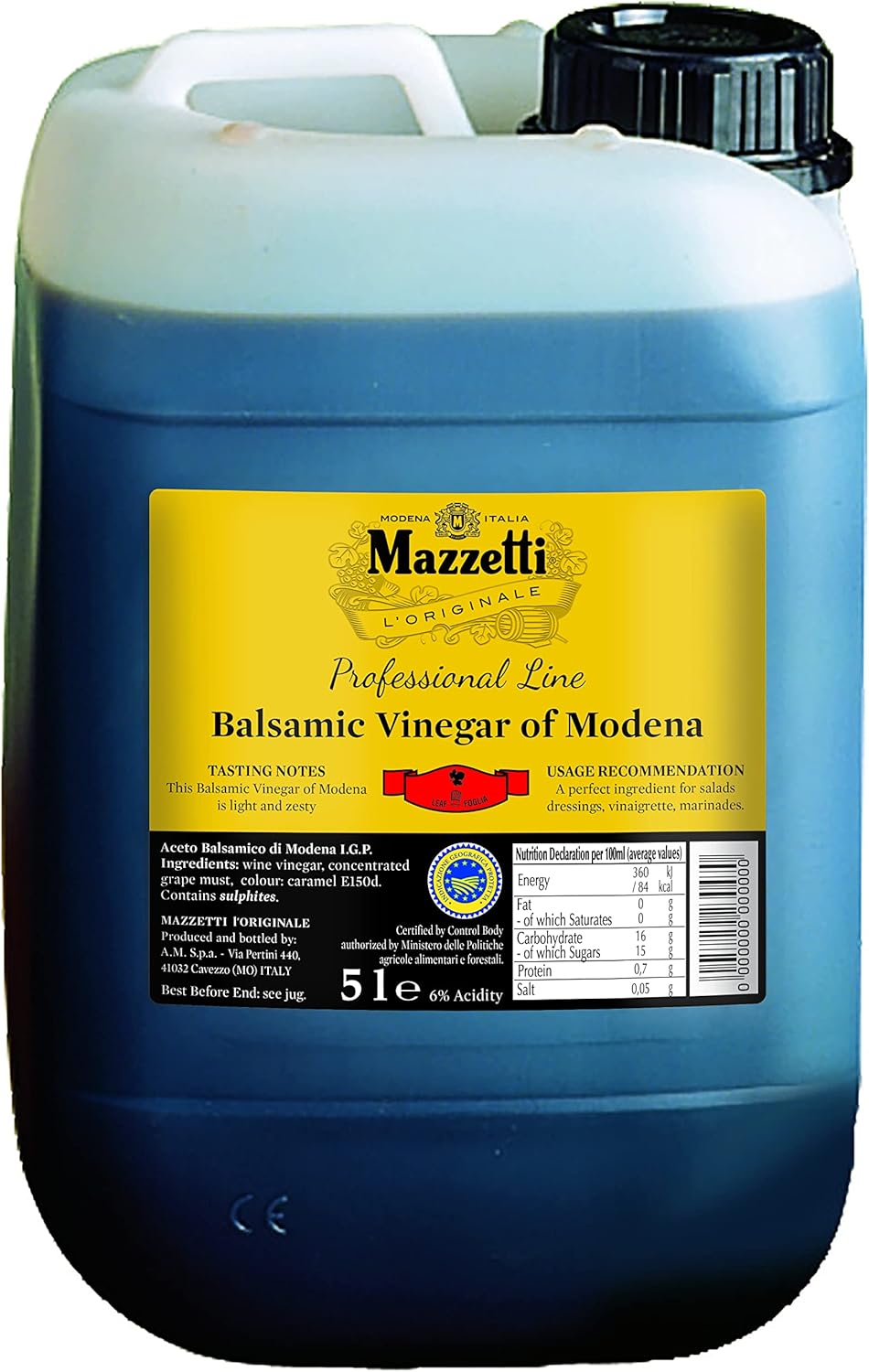 Mazzetti L Originale Aceto Balsamico Di Modena I.G.P. 5L