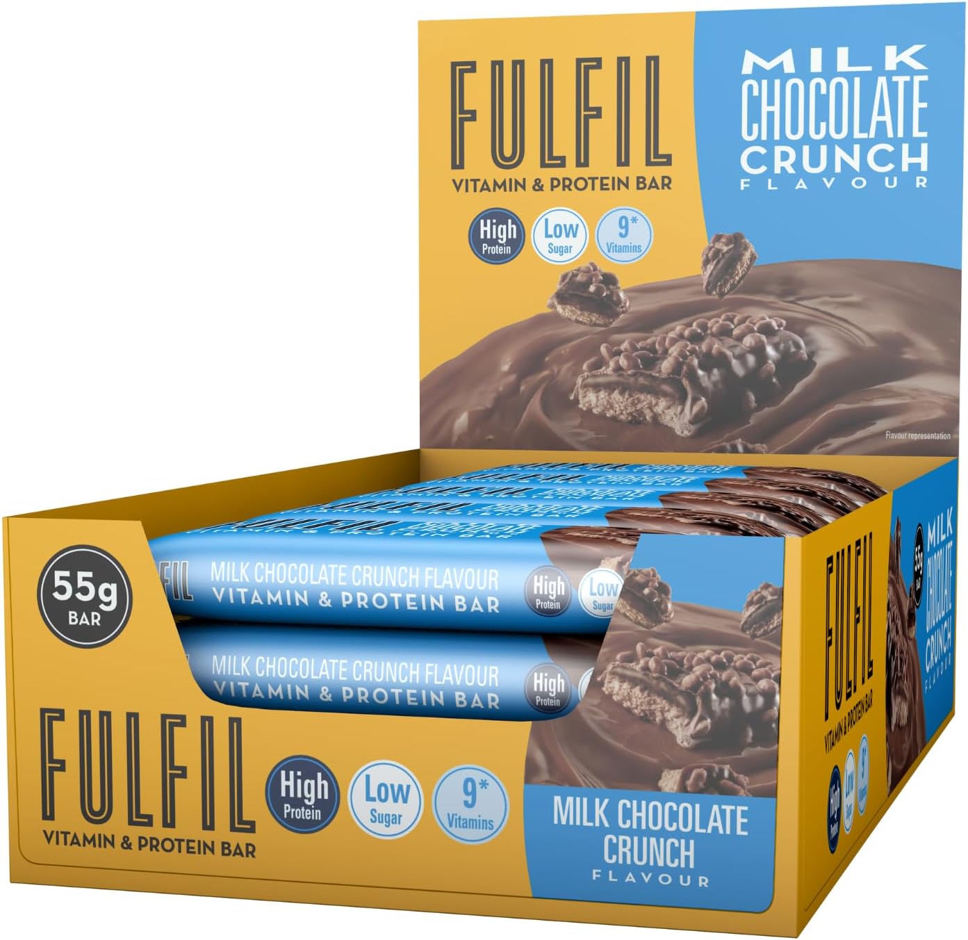 15 x Fulfil Milk Chocolate Crunch Flavour Vitamin & Protein Bar 55G