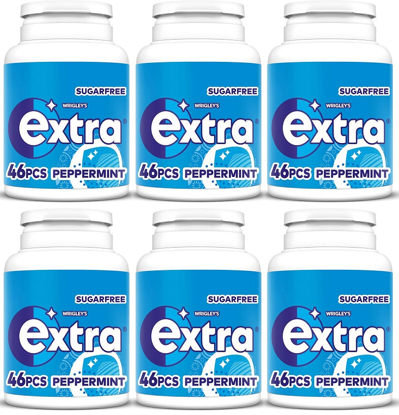 6 x Extra Peppermint Chewing Gum Bottle 46pce - 46 PCE