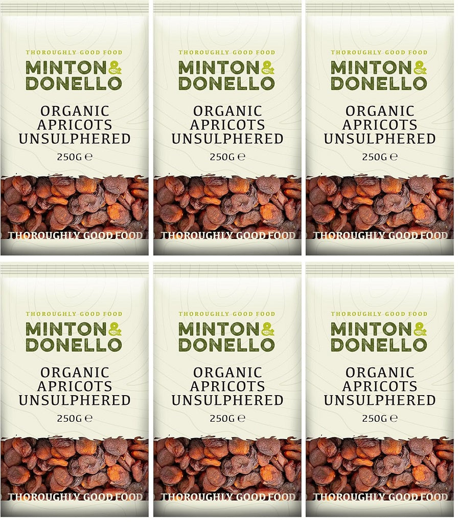 6 x Minton & Donello Apricots Unsulphured - 250g
