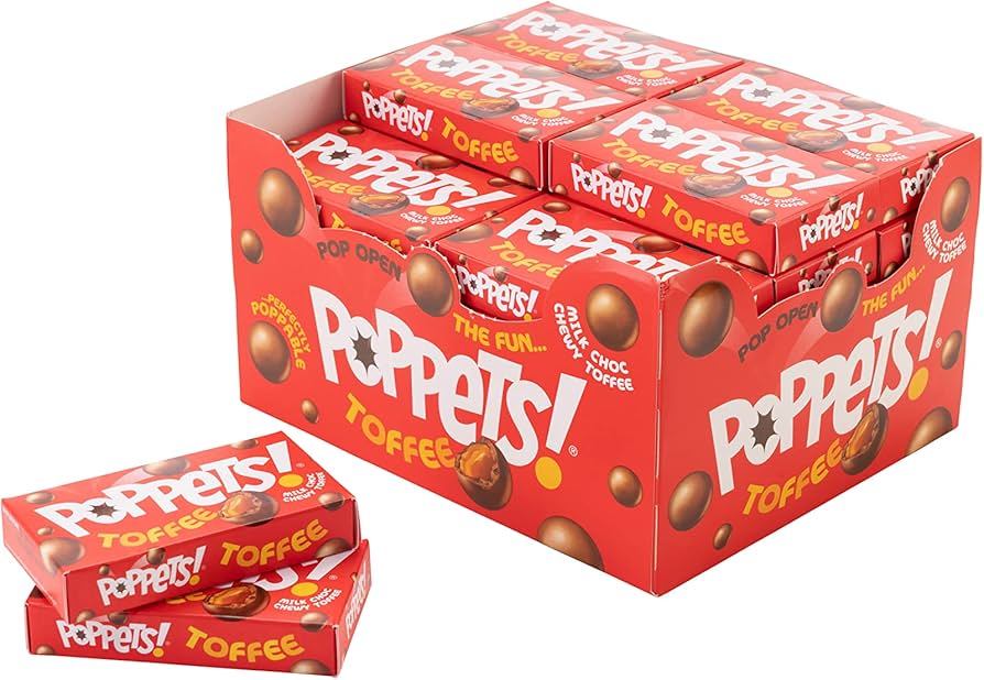 36 x Poppets Chewy Toffee Covered In Milk Chocolate 39G