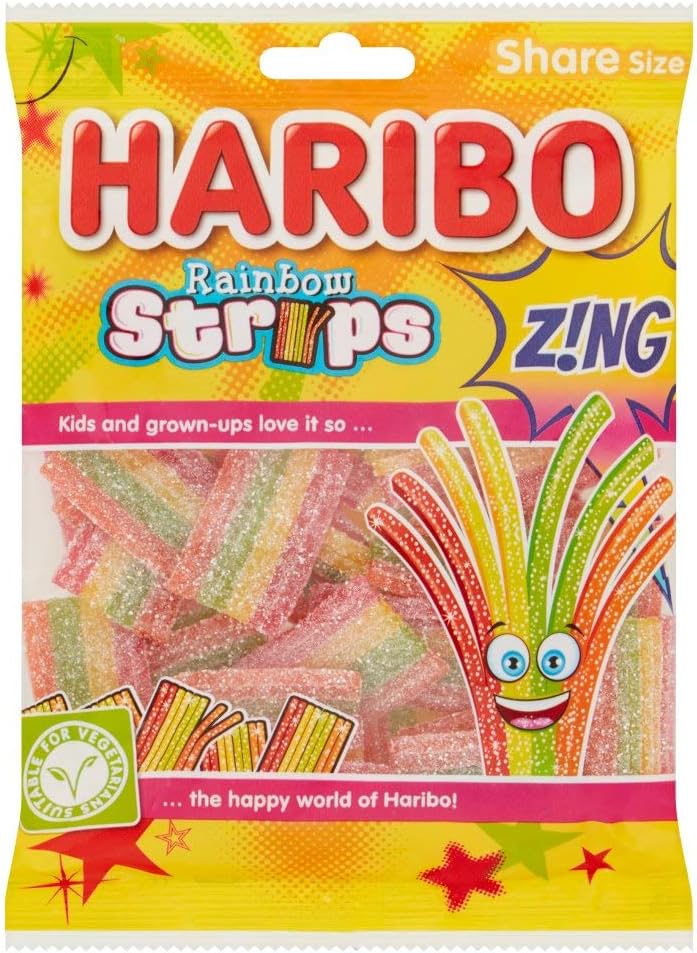 12 x Haribo Rainbow Strips Zing - 130Gm