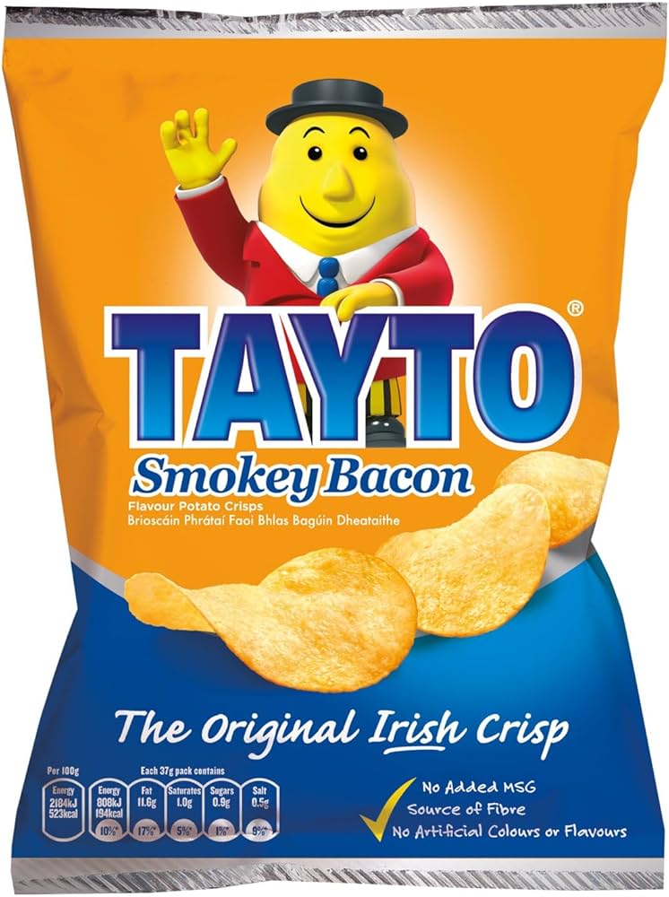 50 x Tayto Smokey Bacon Flavour Potato Crisps 37G