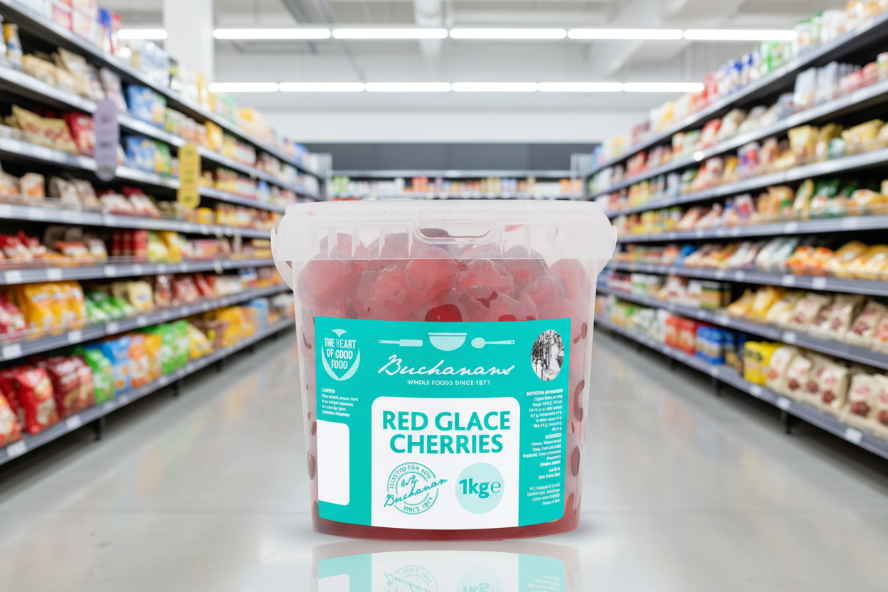 6 x Buchanans Red Glace Cherries 1Kg