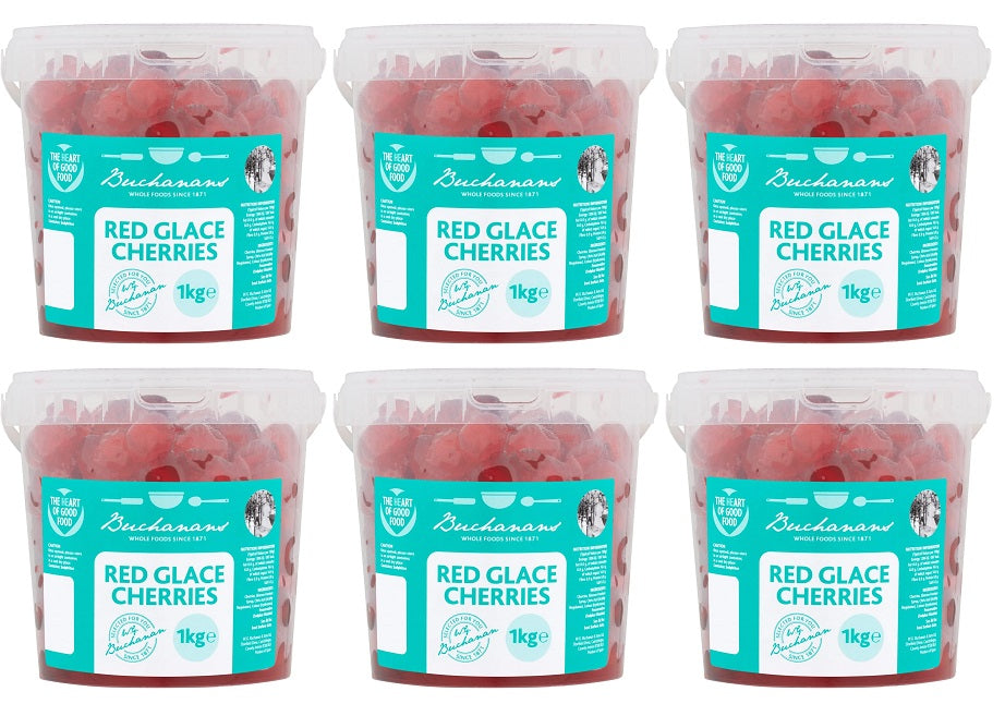 6 x Buchanans Red Glace Cherries 1Kg