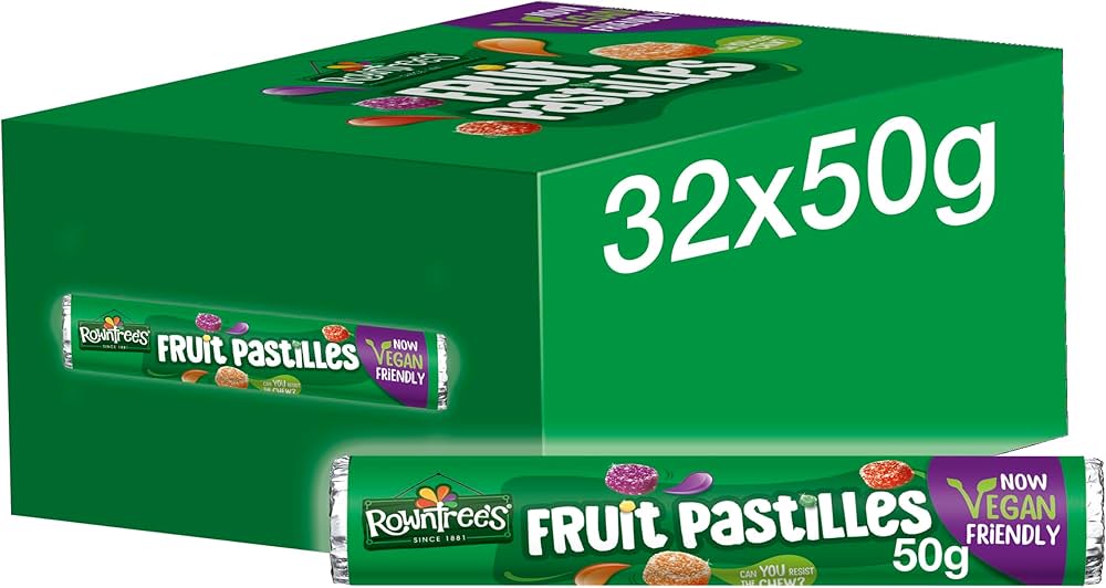 32 x Rowntree'S Fruit Pastilles Sweets Tube Vegan 50Gm