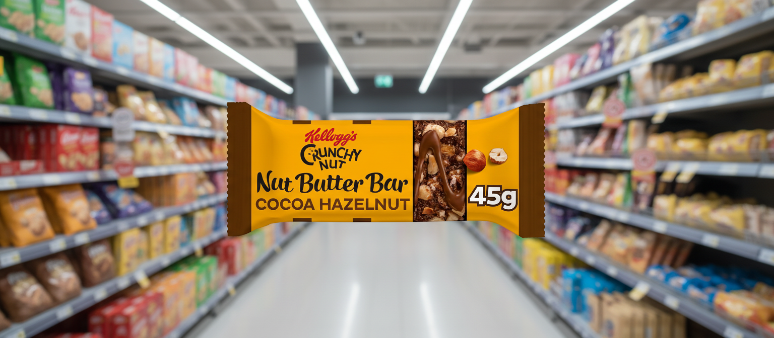 12 x Kellogg's Crunchy Nut Nut Butter Bar Cocoa Hazelnut 45G