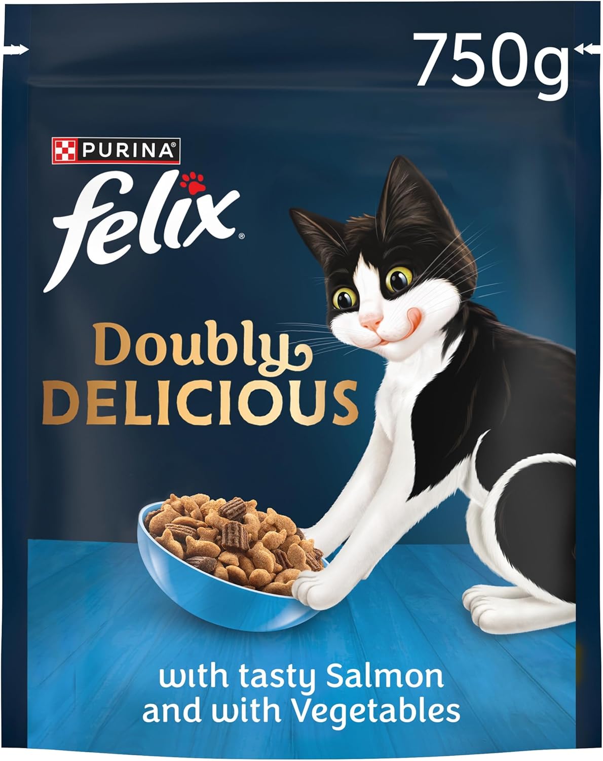 4 x Felix Cat Doubly Delicious Salmon & Vegetable - 750GM