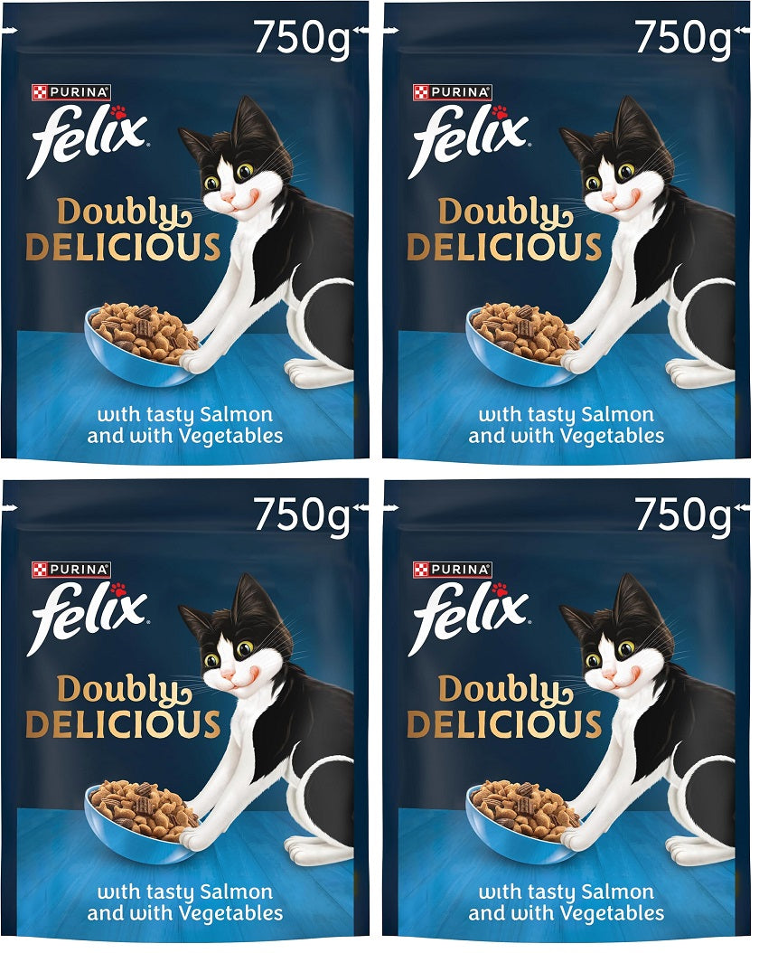 4 x Felix Cat Doubly Delicious Salmon & Vegetable - 750GM