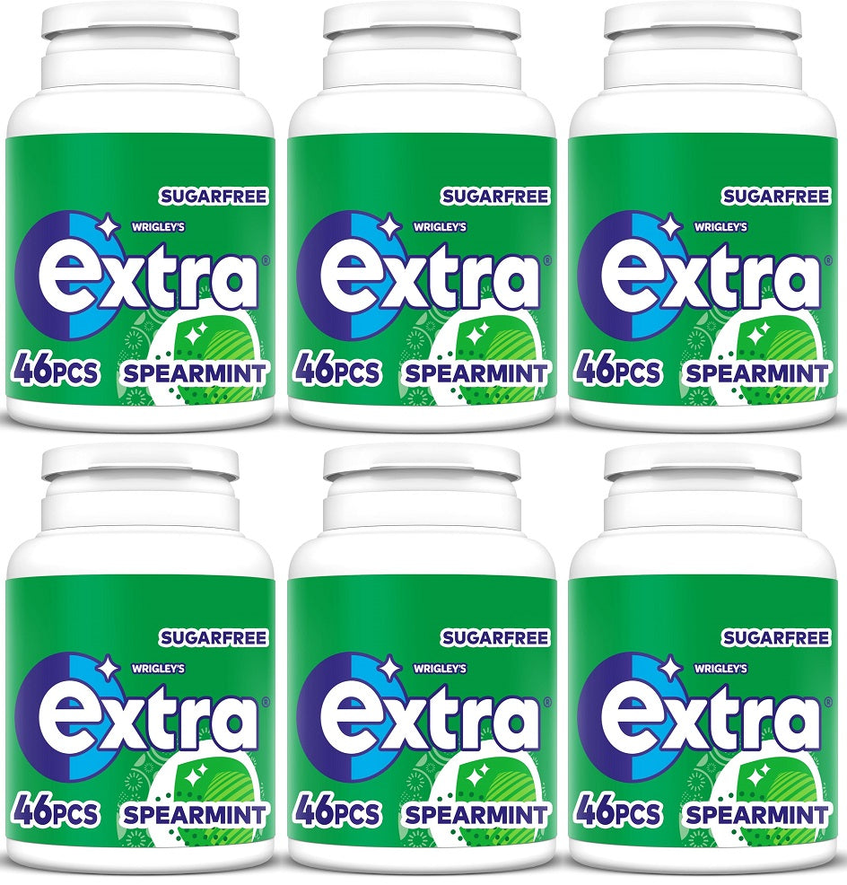 6 x Extra Spearmint Chewing Gum Bottle - 46PCE