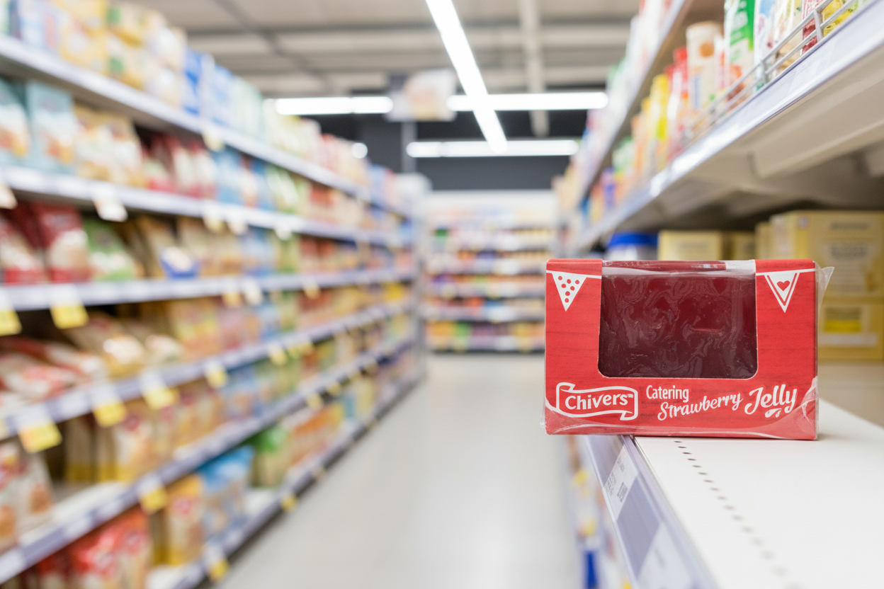 4 x Chivers Catering Strawberry Flavour Jelly 12 X 135G (1.62Kg)