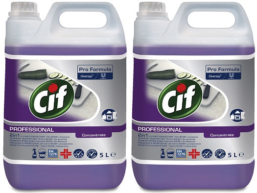 2 x Cif Professional 2 In1 Disinfectant Cleaner 5Lt X 2