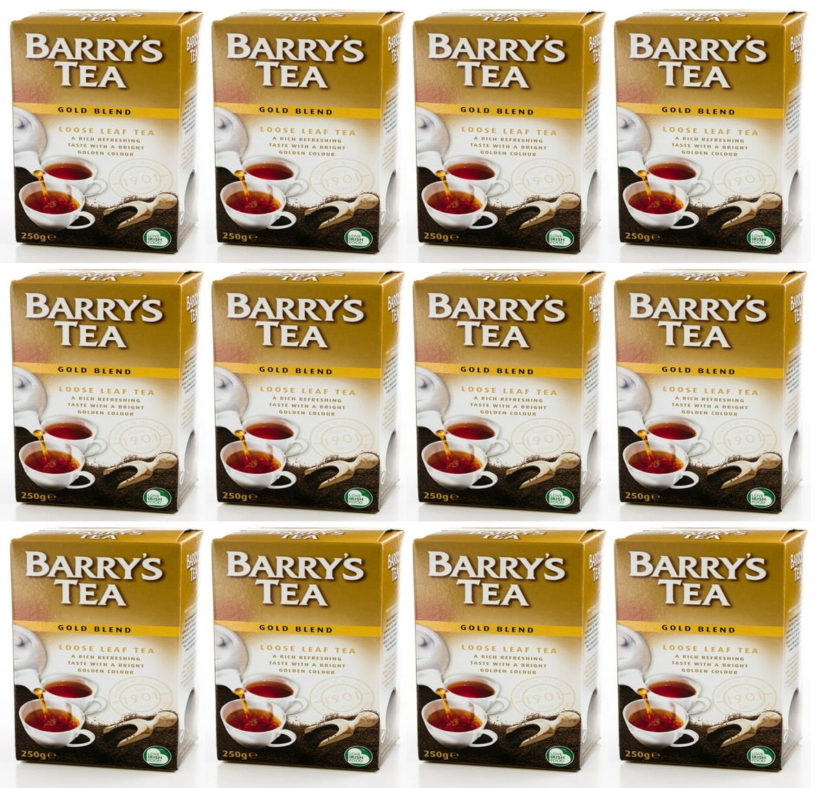 12 x Barry's Tea Loose Leaf Gold Blend 250G