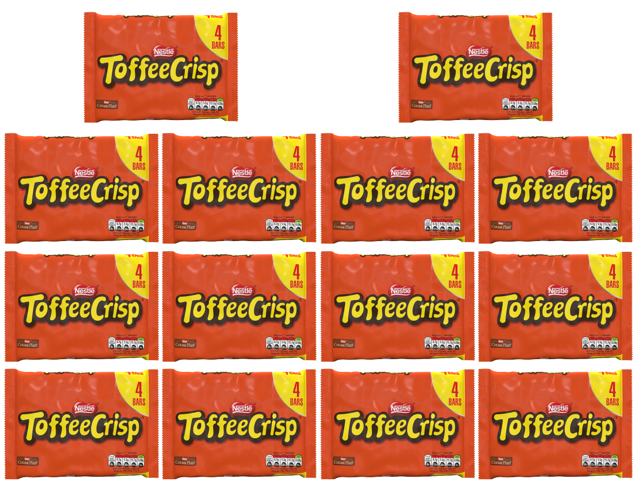 14 x Nestle Toffee Crisp 4Pk Multipack 4X31Gm