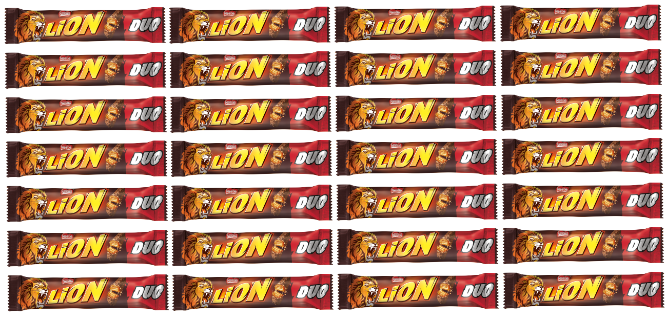 28 x Lion Milk Chocolate Duo Bar 60G