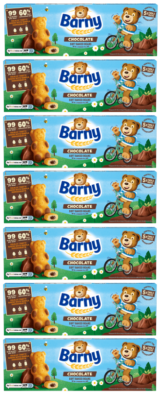 7 x Barny Chocolate Kids Sponge Bear 5 Packs 125Gm