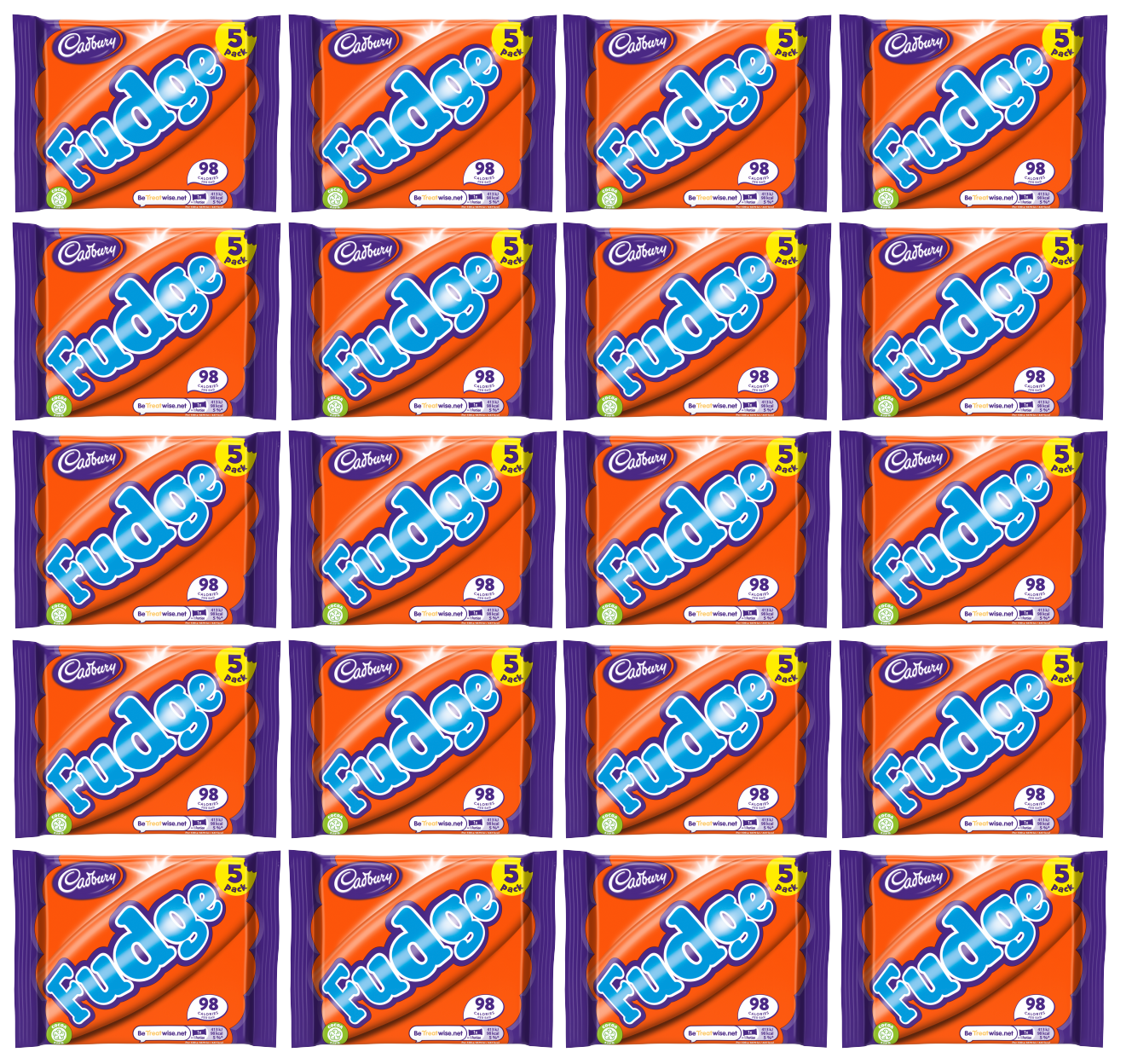 20 x Cadbury Fudge 5 Pack Multipack 110.5Gm