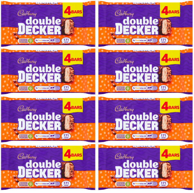 8 x Cadbury Double Decker Snacksize 4Pk 149Gm