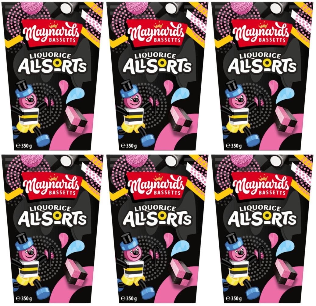 6 x Maynards Bassetts Liquorice Allsorts Sweets Carton - 350GM