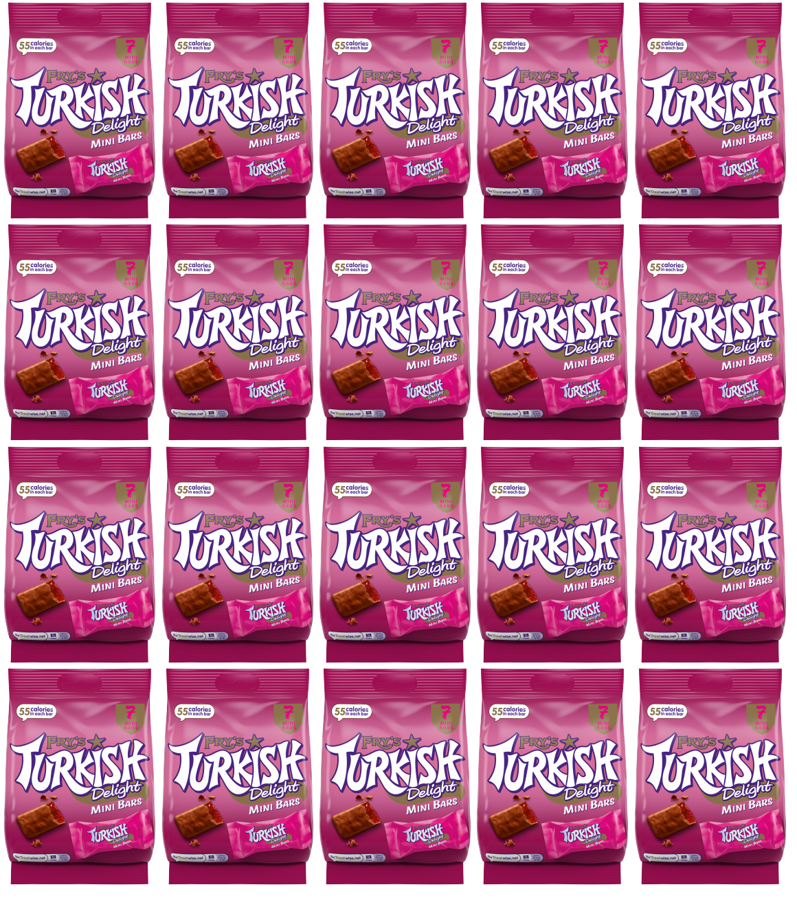 20 x Frys Turkish Delights Mini Bars Pouch 105Gm