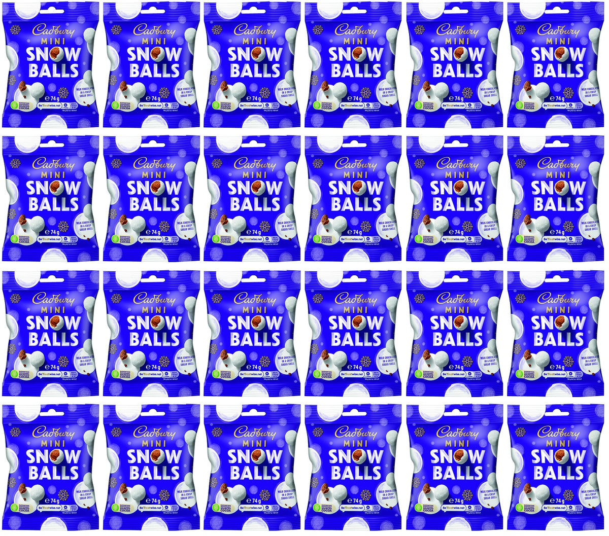 24 X Cadbury Mini Snowballs Clipstrip - 74Gm