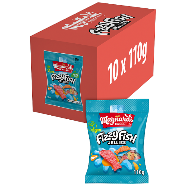 10 X Maynards Bassetts Fizzy Fish - 110Gm
