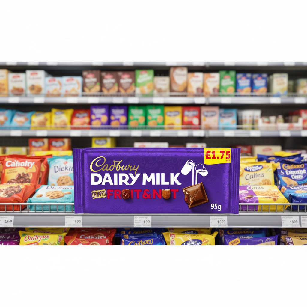 22 X Cadbury Fruit N Nut Bar - 95Gm