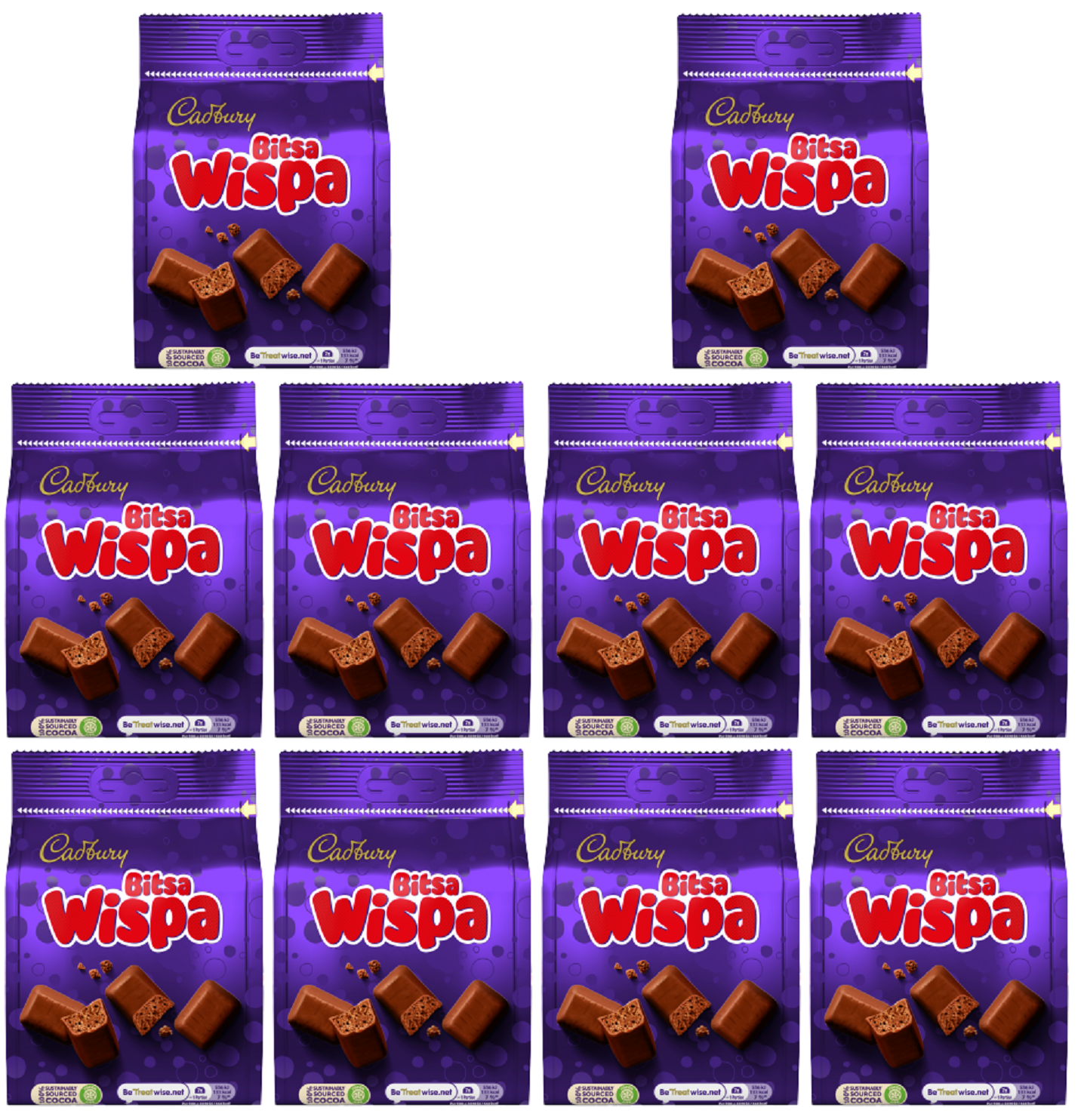 10 x Cadbury Bitsa Wispa Chocolate Pouch  - 110GM