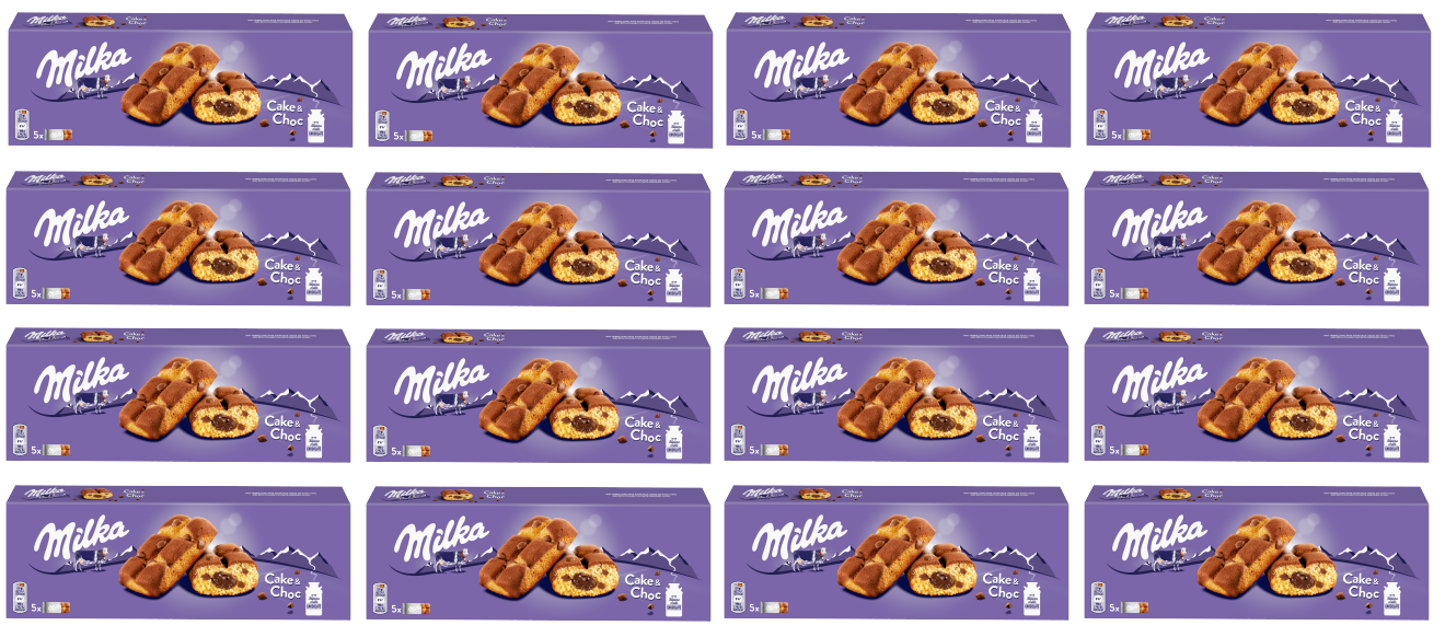 16 x Milka Choc Chip Cake Bars 5 Pack 175Gm