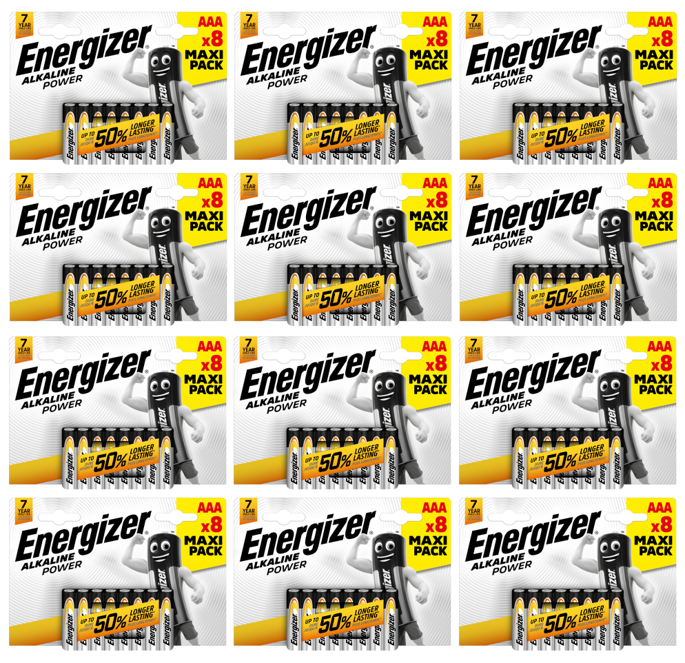 12 x Energizer Power Aaa 4+4 Free Batteries - 8 Pack