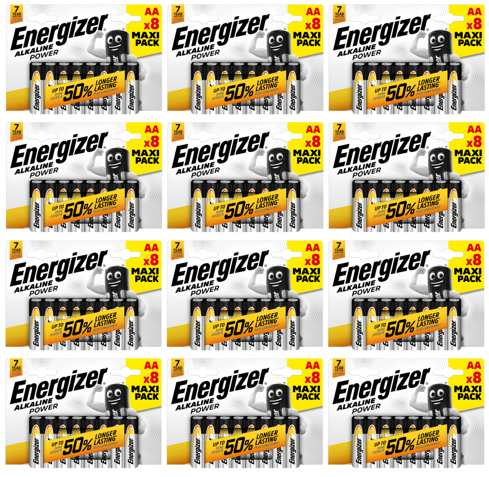 12 x Energizer Power Aa 4+4 Free Batteries - 8 Pack