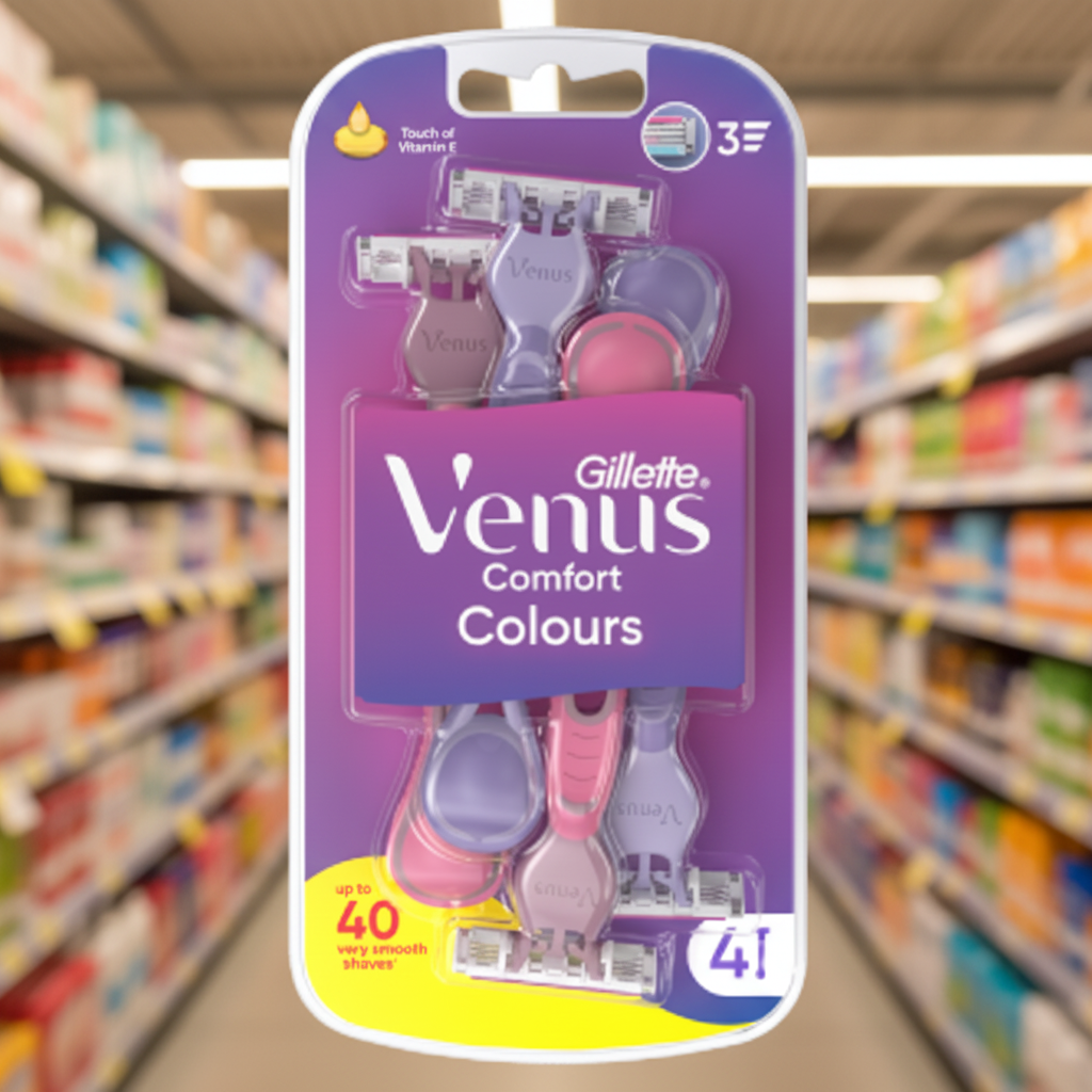 4 X Gillette Venus Colour Disposable Razor - 4 Pack
