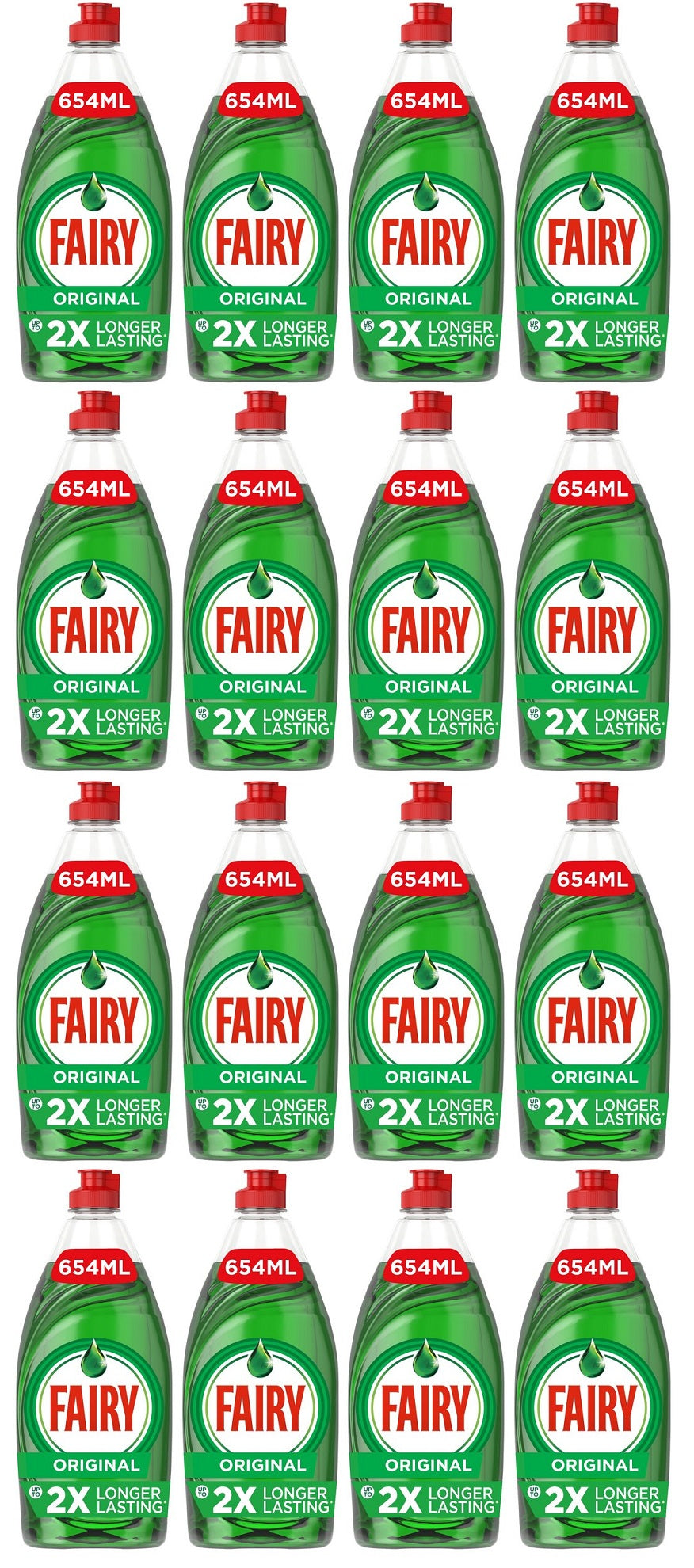 16 x Fairy Original Washing Up Liquid Green With Liftaction 654Ml