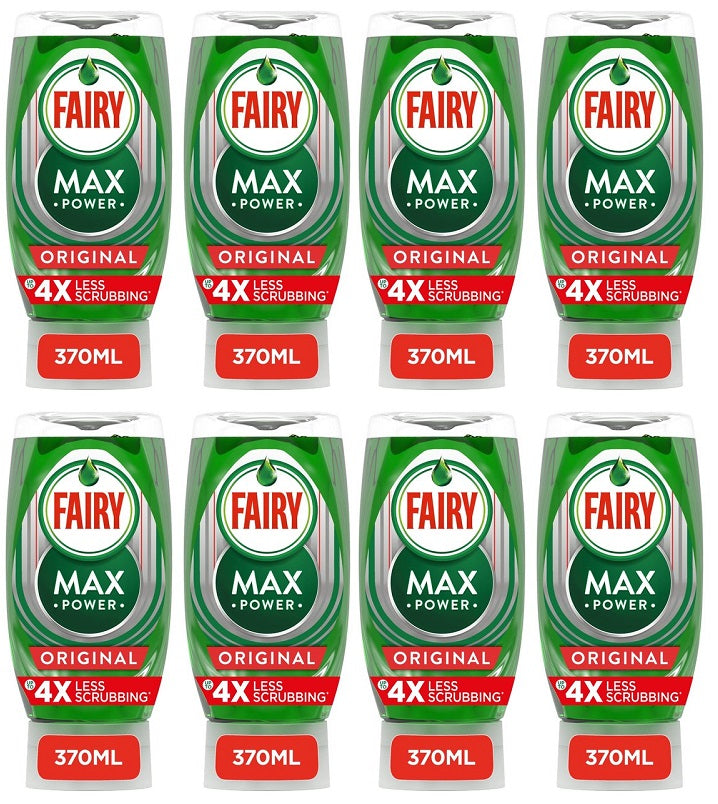 8 x Fairy Max Power Washing Up Liquid 370 Ml