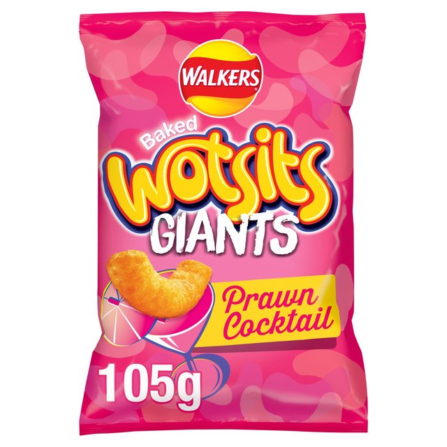 9 x Walkers Wotsits Giants Prawn Cocktail Snacks Crisps 105G