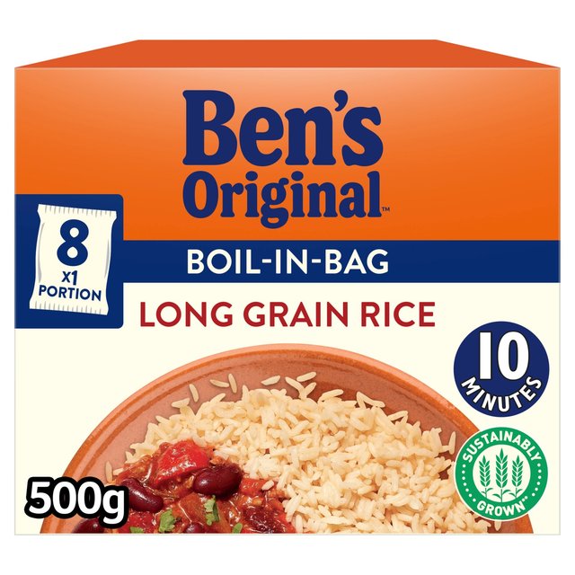 12 x Ben's Original Boil In Bag Long Grain Rice 8 X 62.5G