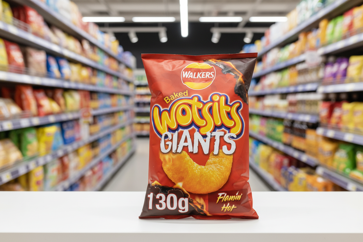 9 x Walkers Wotsits Giants Sweet & Spicy Snacks Crisps 130G