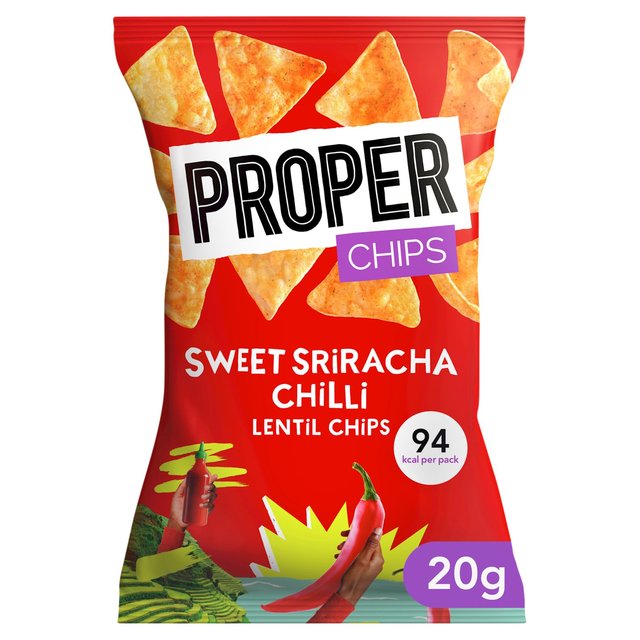 24 x Properchips Sweet Sriracha Chilli Lentil Chips 20G