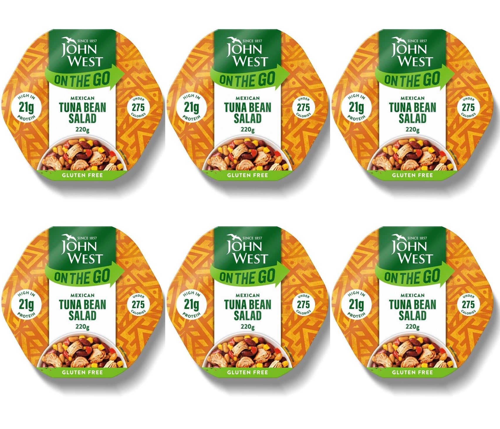 6 x John West On The Go Light Mexican Tuna Bean Salad 220G