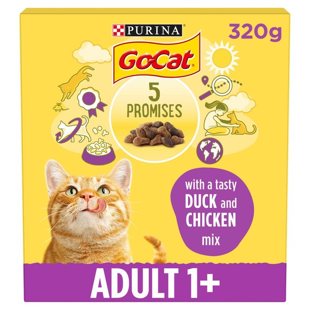 6 x Go-Cat® With Duck And Chicken Mix Dry Cat Food 320G