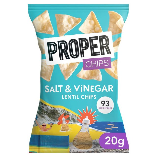 24 x Properchips Salt & Vinegar Lentil Chips 20G