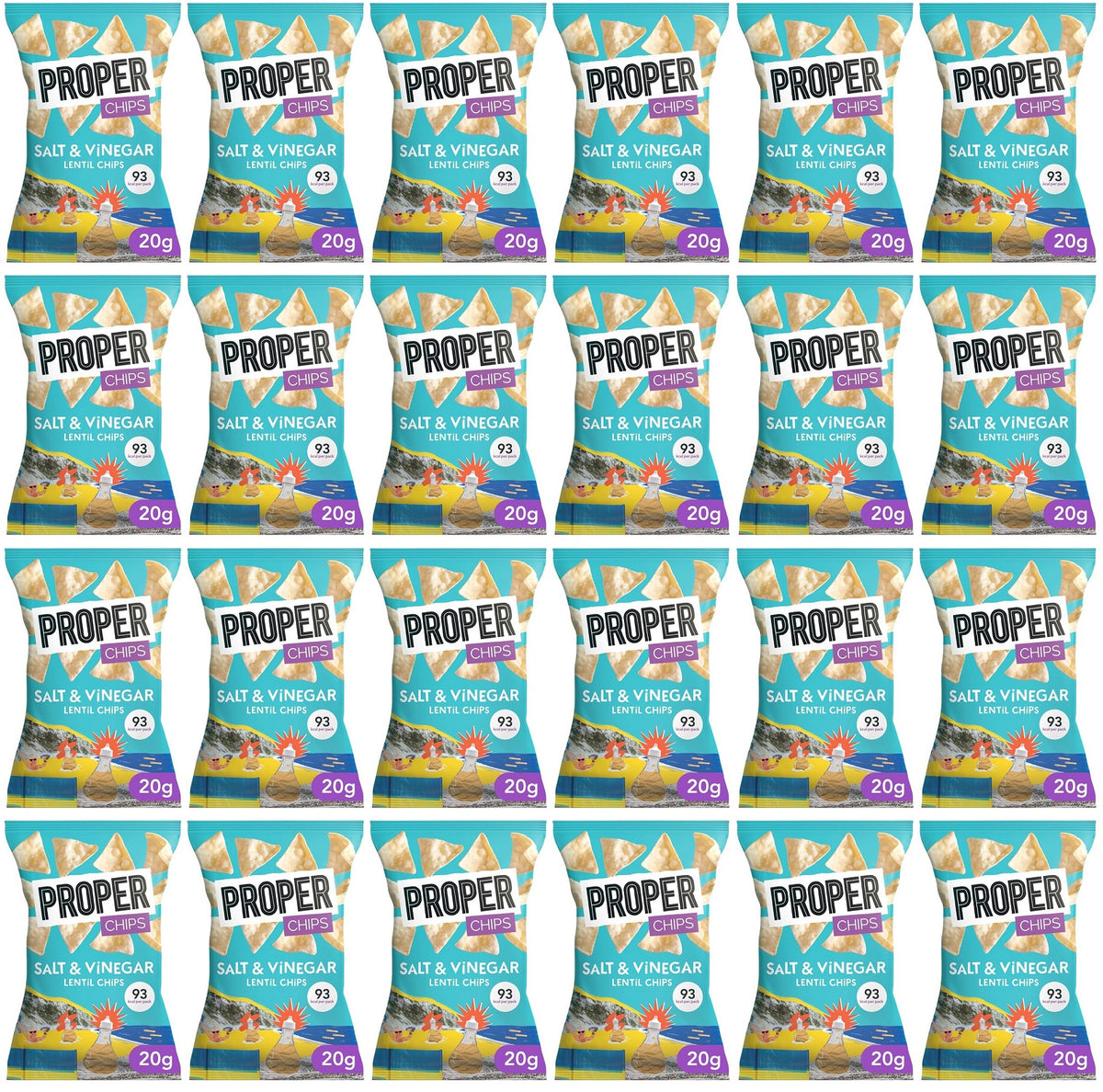 24 x Properchips Salt & Vinegar Lentil Chips 20G